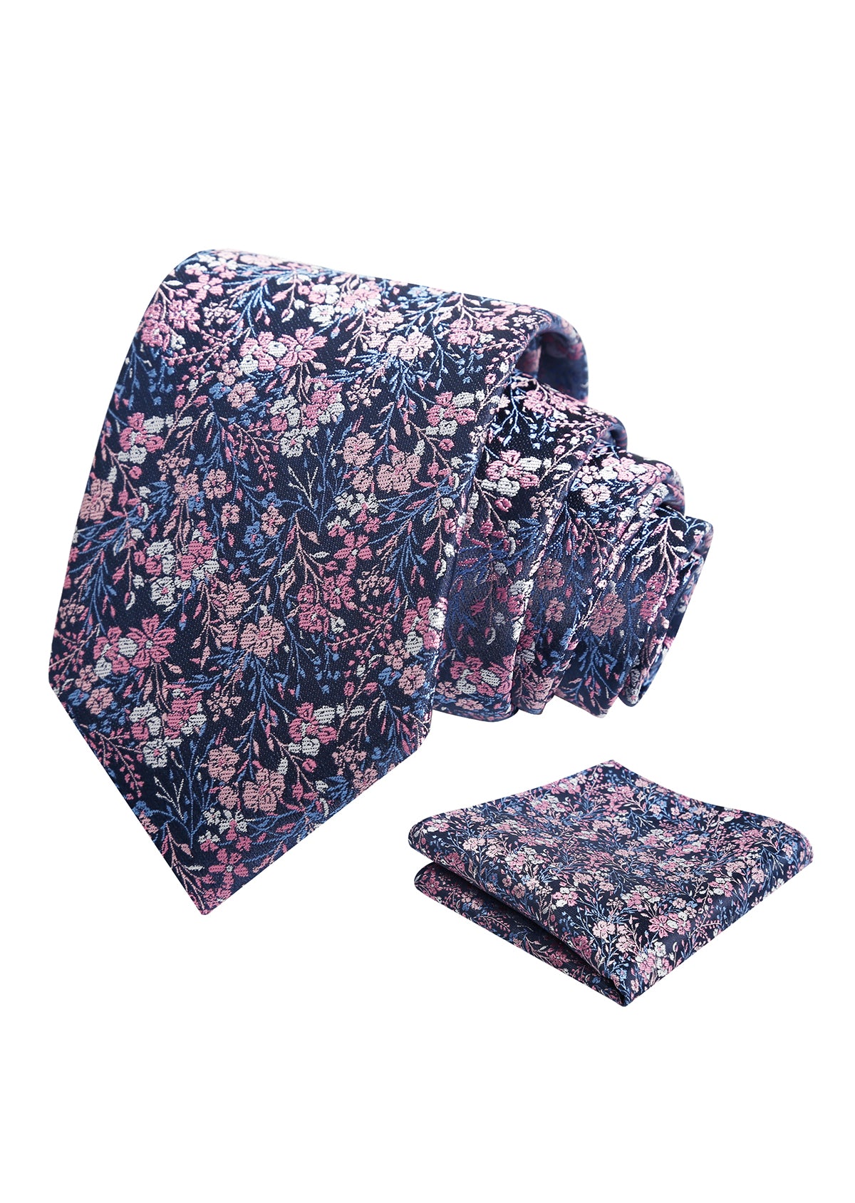 Mens 3.15inch Delicate Colorful Floral Tie with Garden Flower Print Pocket Square-918