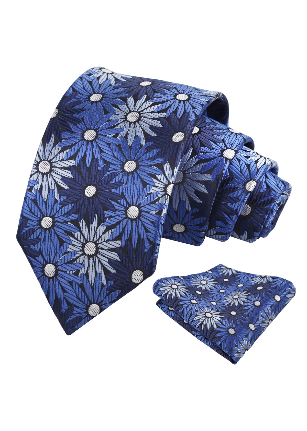 Mens 3.15'' Colorful Flower Necktie and Pocket Square Set Wedding Casual Rustic Tie and Hanky Set-941
