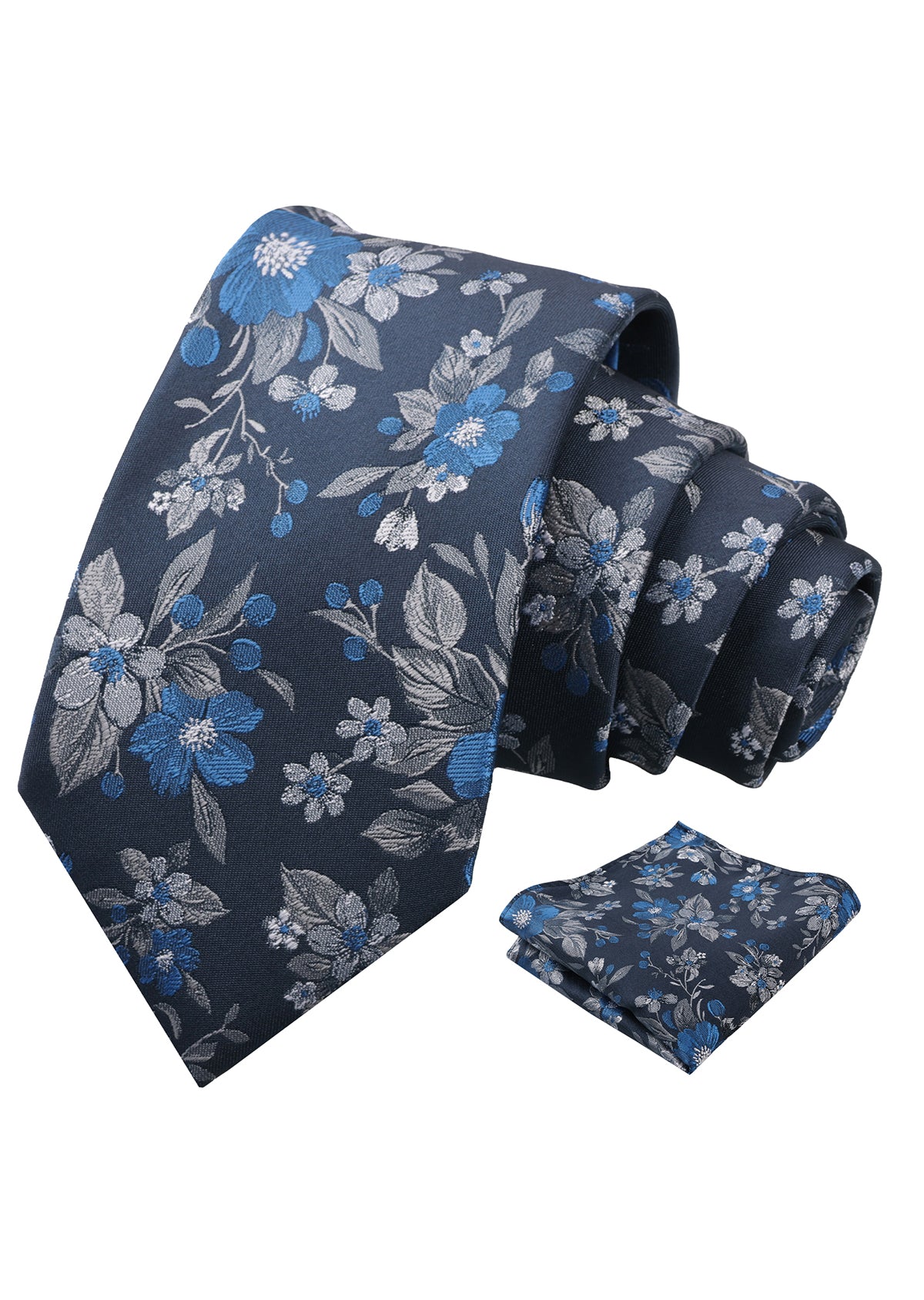 Mens 3.15inches Colorful Leaf Floral Artistic Pattern Tie with Pocket Square-934