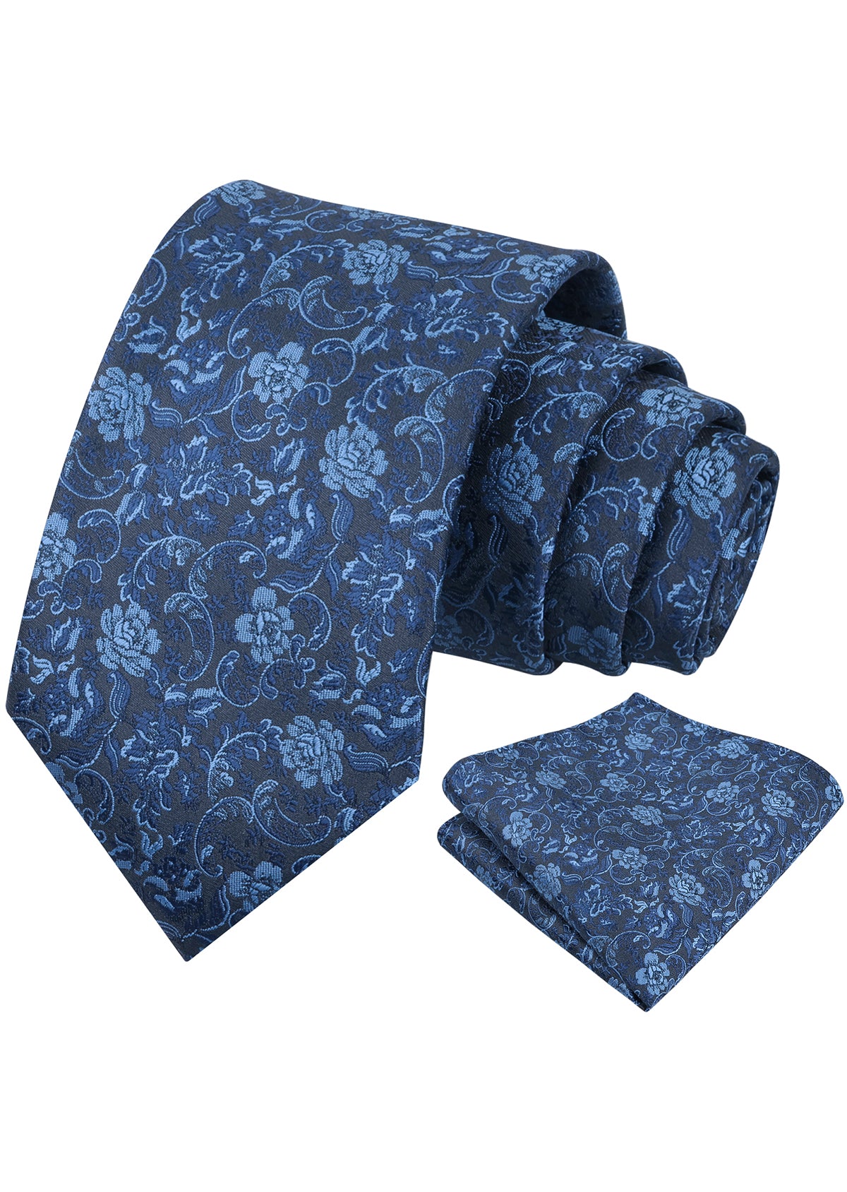 Mens 3.15inch Vintage Floral and Chic Foliage Pattern Necktie with Pocket Square-951