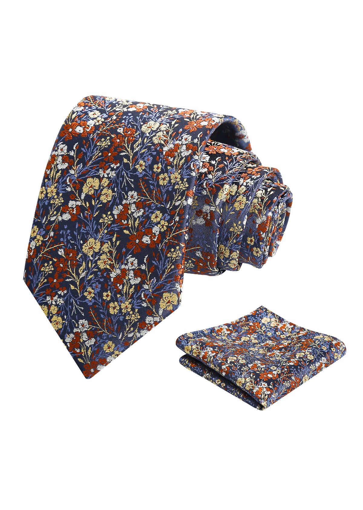 Mens 3.15inch Delicate Colorful Floral Tie with Garden Flower Print Pocket Square-918