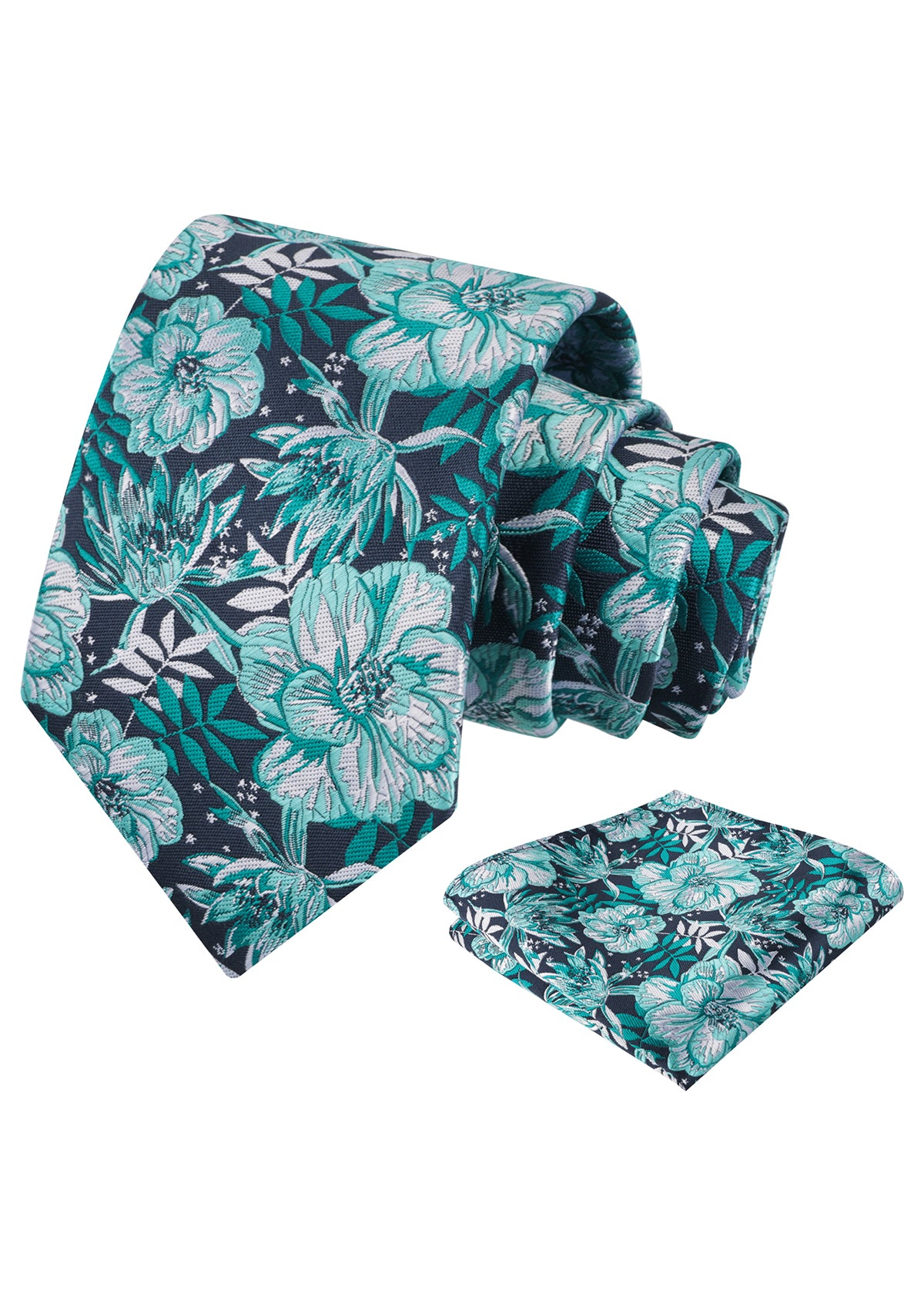 Mens 3.15inch Vibrant Floral Necktie with Blooms Pocket Square-921