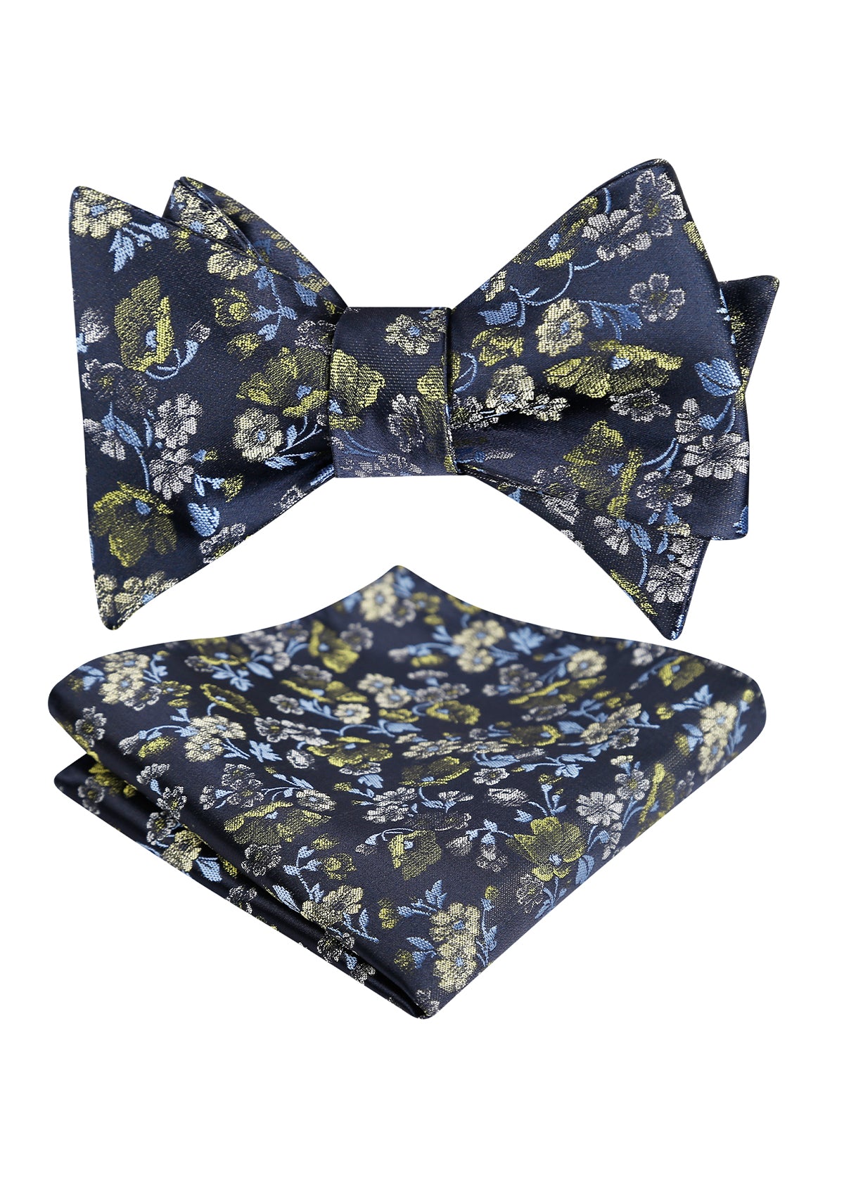 Mens 2pcs Self-tied Elegant Floral Pattern Bow Tie with Pocket Square Set-050