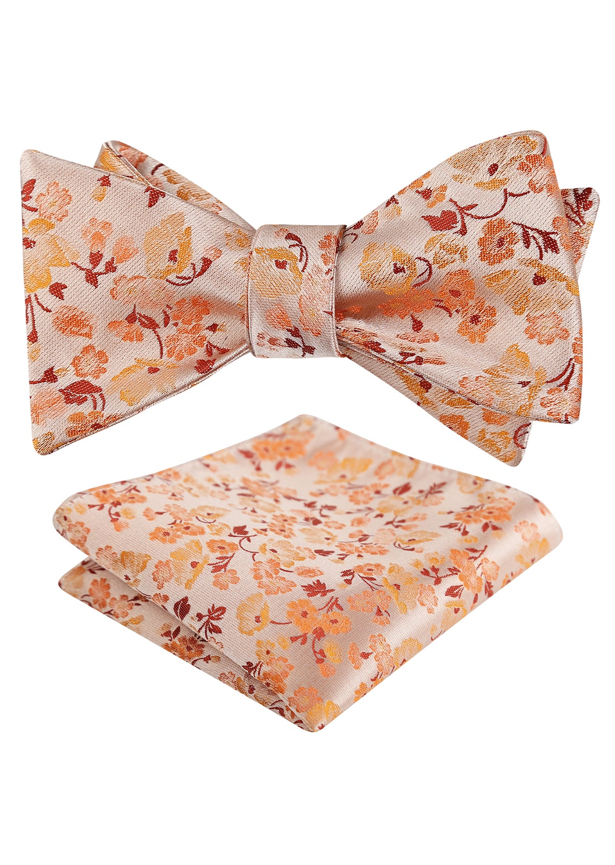 Mens 2pcs Self-tied Elegant Floral Pattern Bow Tie with Pocket Square Set-050