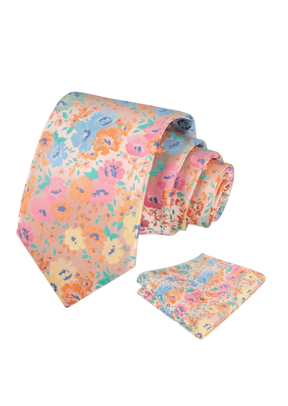 Mens 3.15inch Impressionist Painterly Garden-themed Necktie with Floral Printed Pocket Square-920