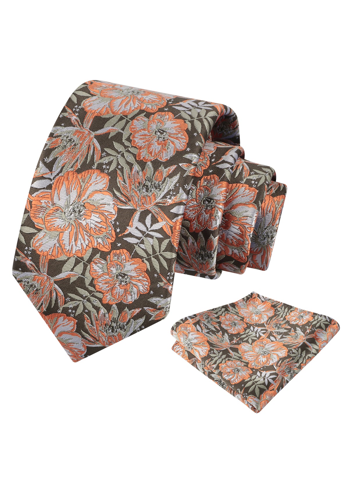 Mens 3.15inch Vibrant Floral Necktie with Blooms Pocket Square-921