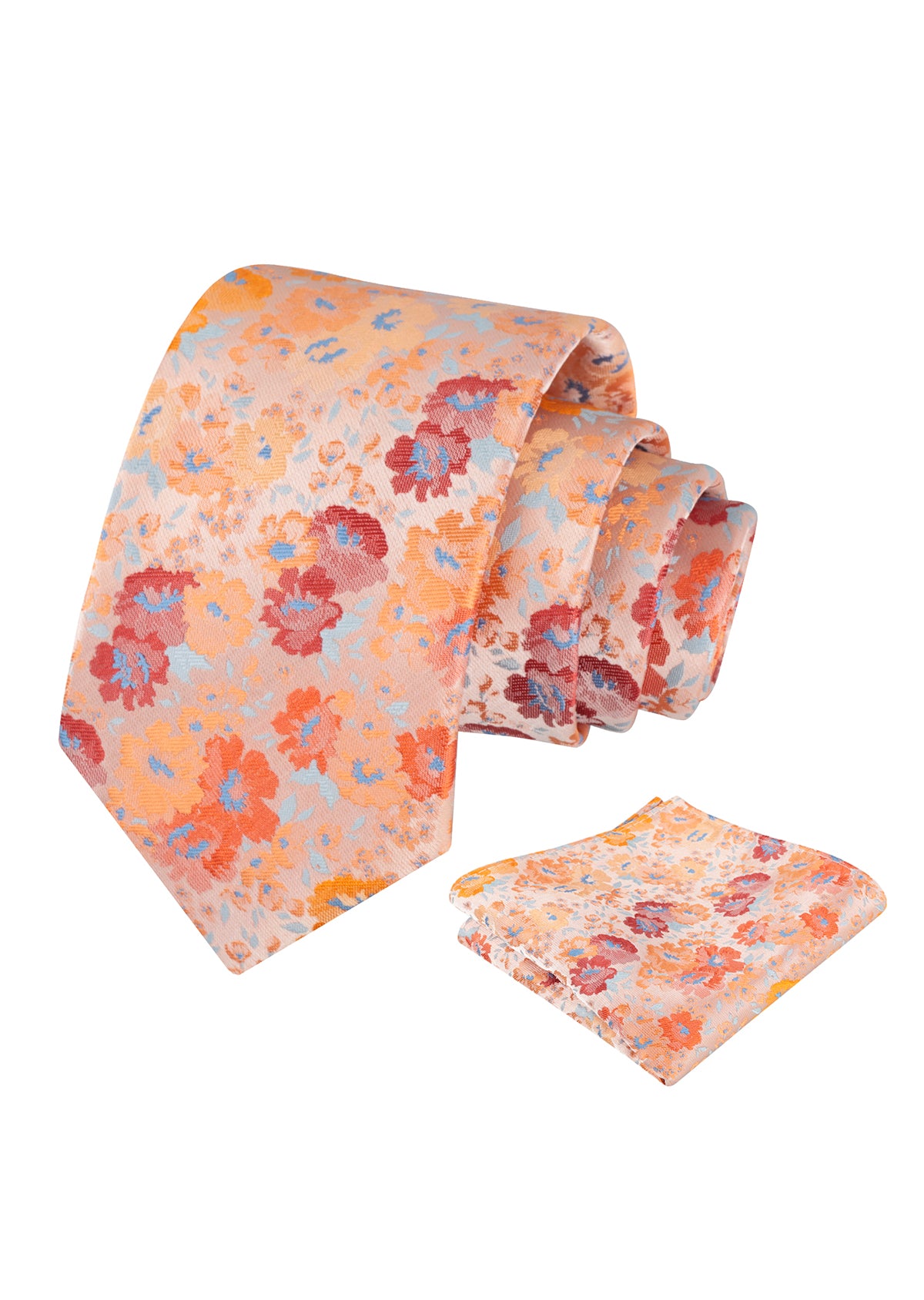Mens 3.15inch Impressionist Painterly Garden-themed Necktie with Floral Printed Pocket Square-920