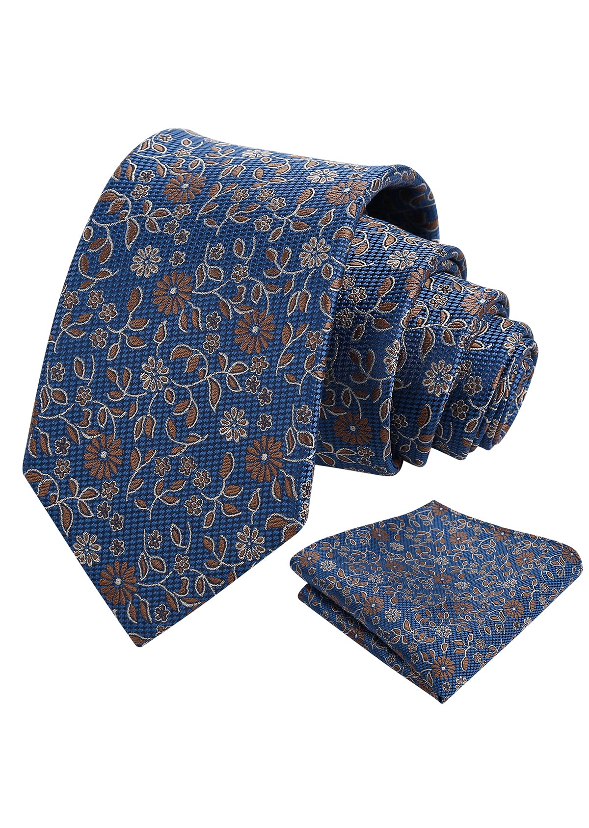 Mens Vintage Daisy and Leaf Tie Set with Pocket Square for Romantic Occasions-937