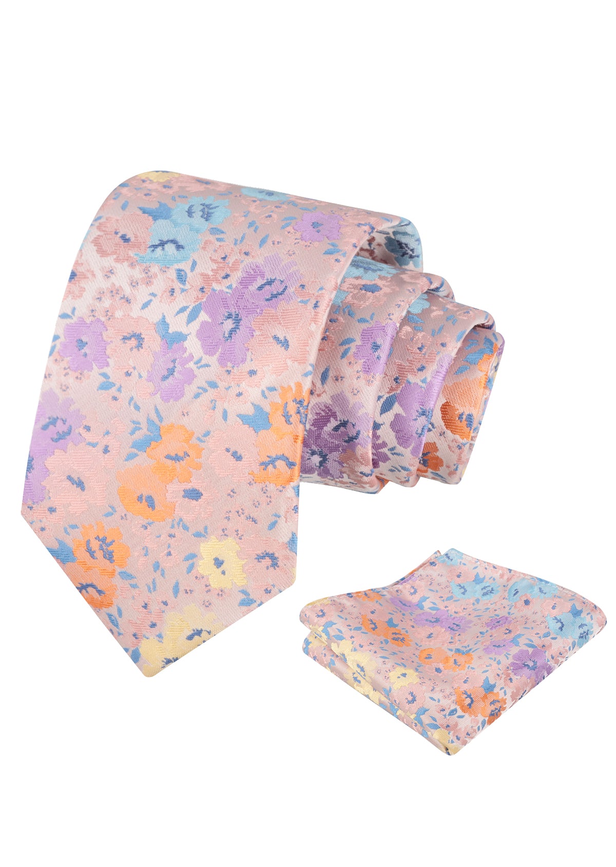 Mens 3.15inch Impressionist Painterly Garden-themed Necktie with Floral Printed Pocket Square-920