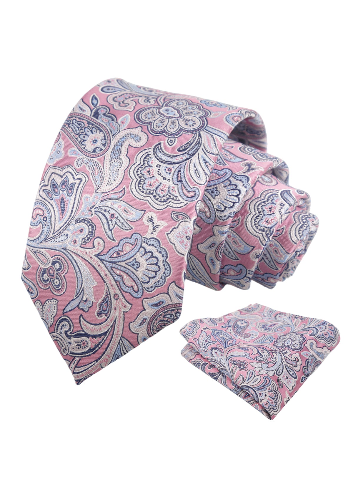 Mens 3.15'' Exquisite Paisley Floral Scrollwork Necktie with Pocket Square for Wedding-953
