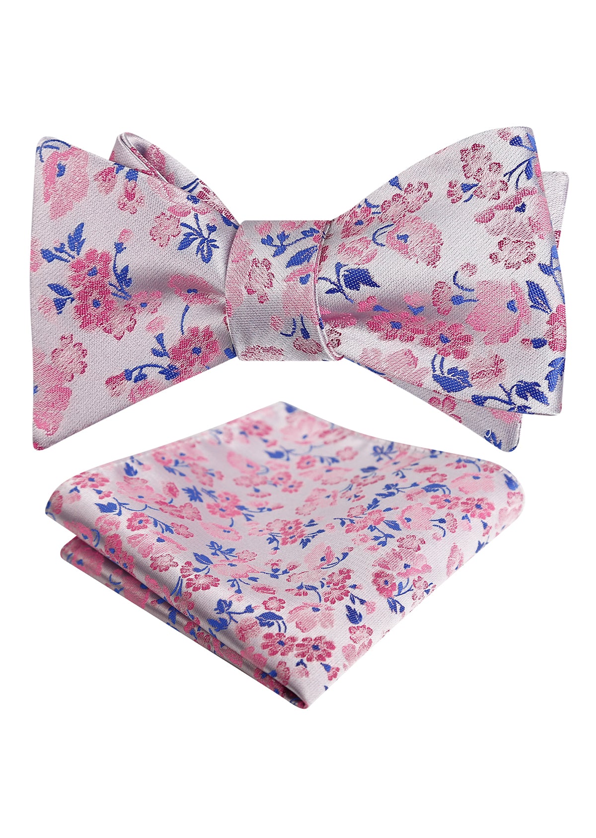 Mens 2pcs Self-tied Elegant Floral Pattern Bow Tie with Pocket Square Set-050