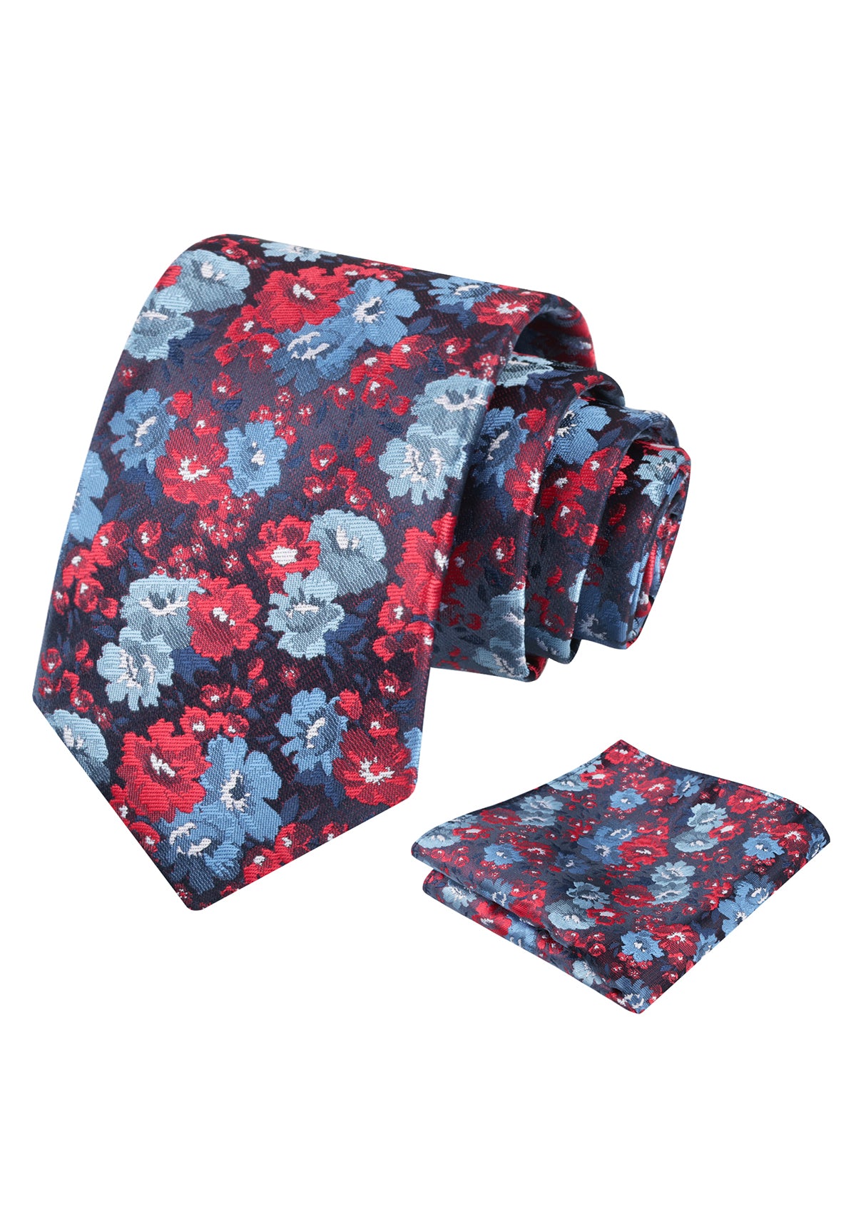 Mens 3.15inch Impressionist Painterly Garden-themed Necktie with Floral Printed Pocket Square-920