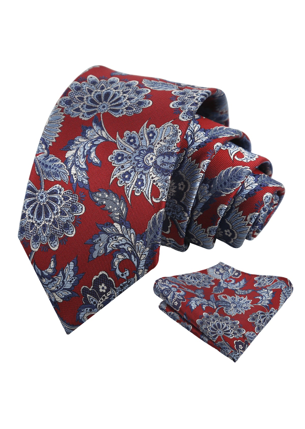 Mens 3.15'' Vintage Luxury Intricate Floral Necktie with Pocket Square for Wedding-955