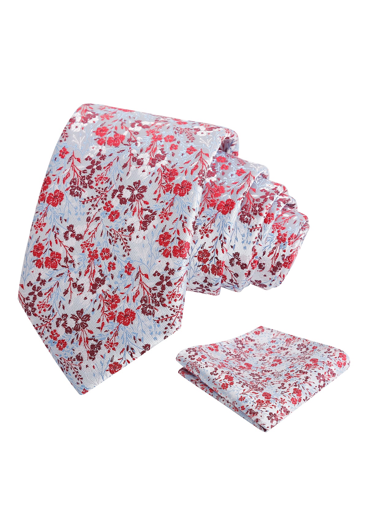 Mens 3.15inch Delicate Colorful Floral Tie with Garden Flower Print Pocket Square-918
