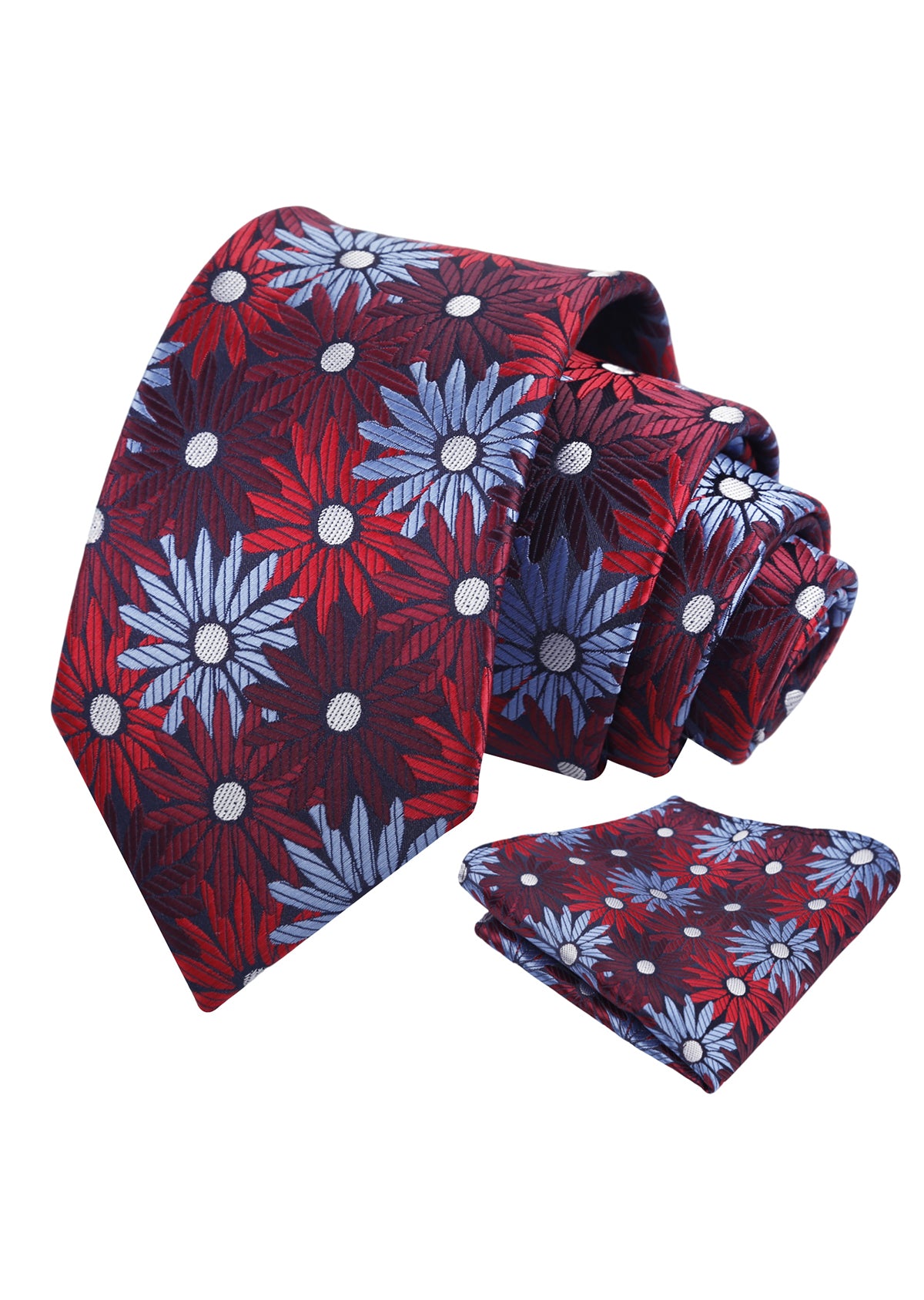 Mens 3.15'' Colorful Flower Necktie and Pocket Square Set Wedding Casual Rustic Tie and Hanky Set-941