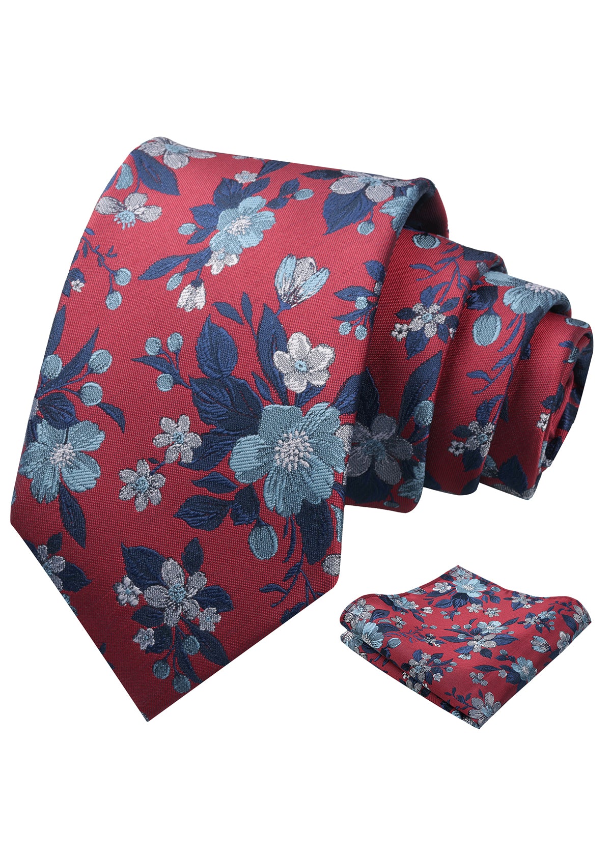 Mens 3.15inches Colorful Leaf Floral Artistic Pattern Tie with Pocket Square-934