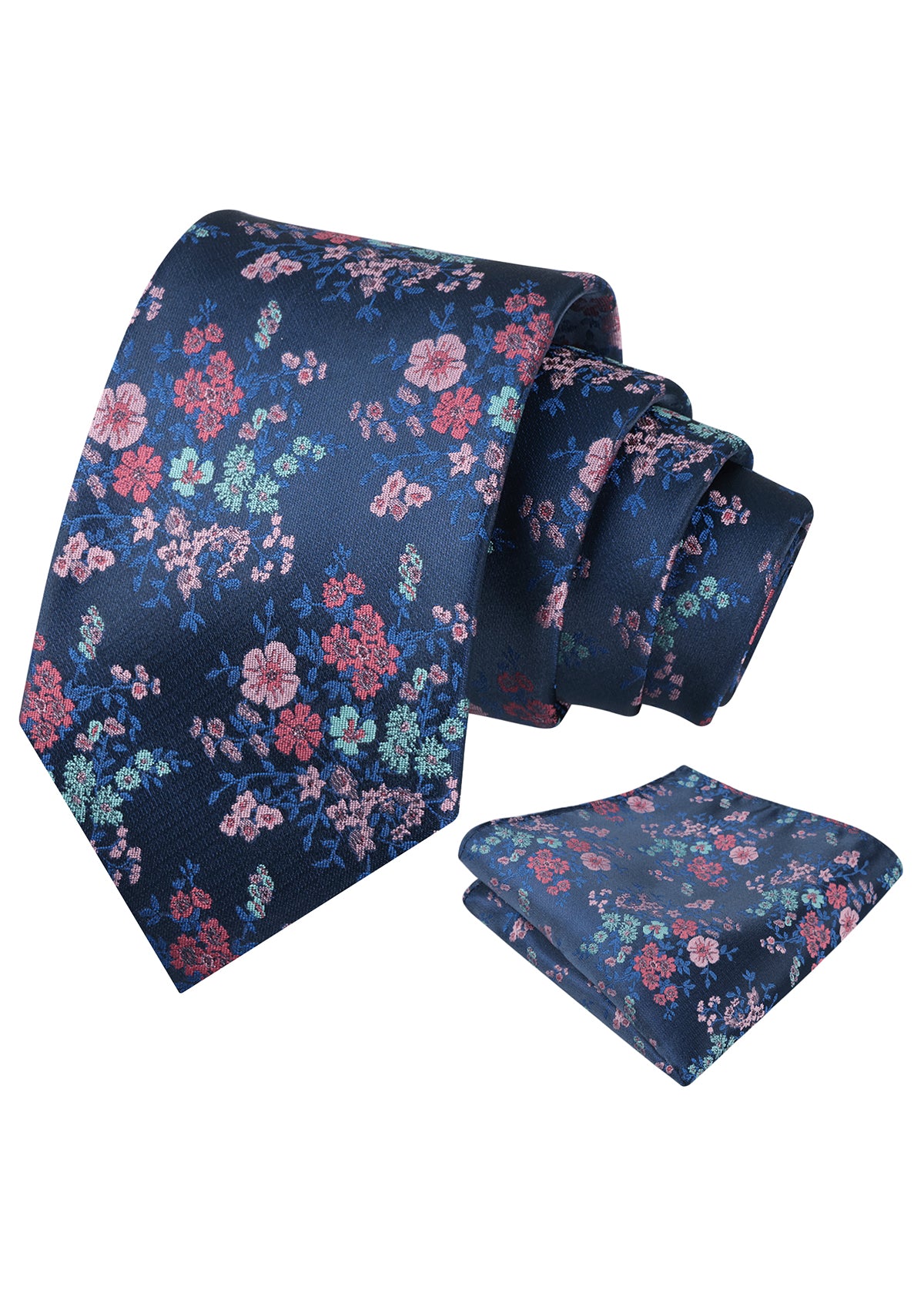 Mens Ditsy Floral Tie Set 3.15 Inch Elegant Small Print with Pocket Square for All-occasion Wear-939