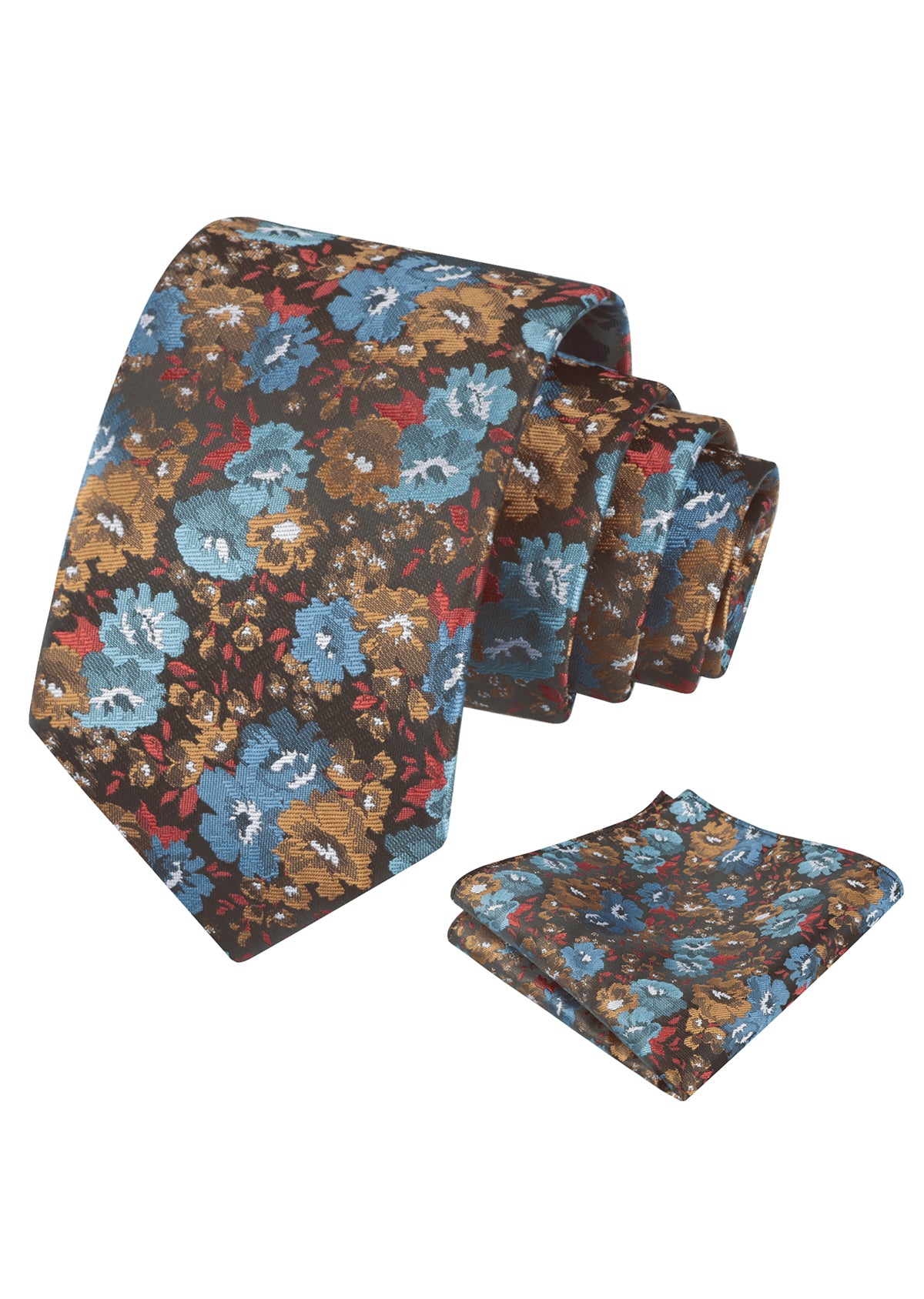 Mens 3.15inch Impressionist Painterly Garden-themed Necktie with Floral Printed Pocket Square-920