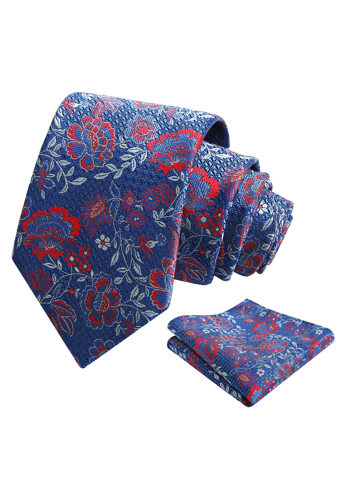 Mens 3.15'' Leaf Flower Pattern Tie with Floral Pocket Square Set-148
