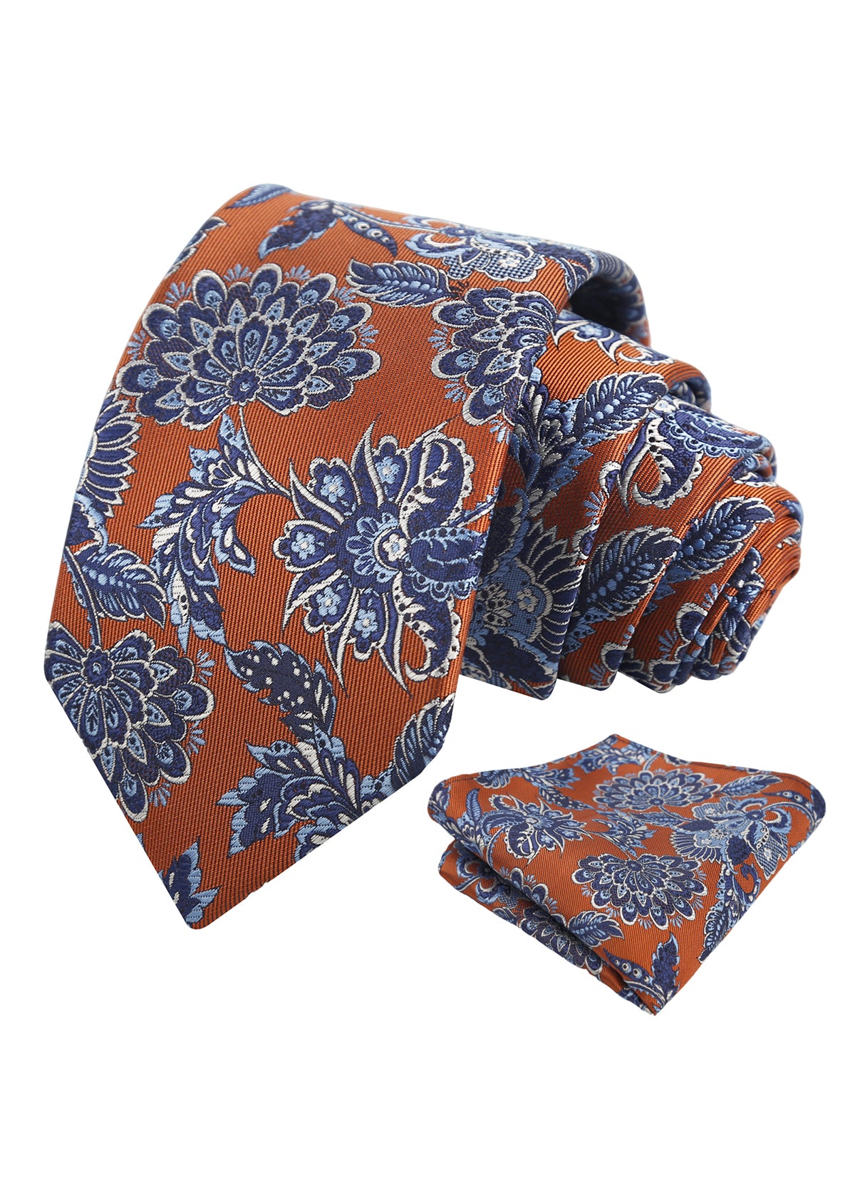 Mens 3.15'' Vintage Luxury Intricate Floral Necktie with Pocket Square for Wedding-955