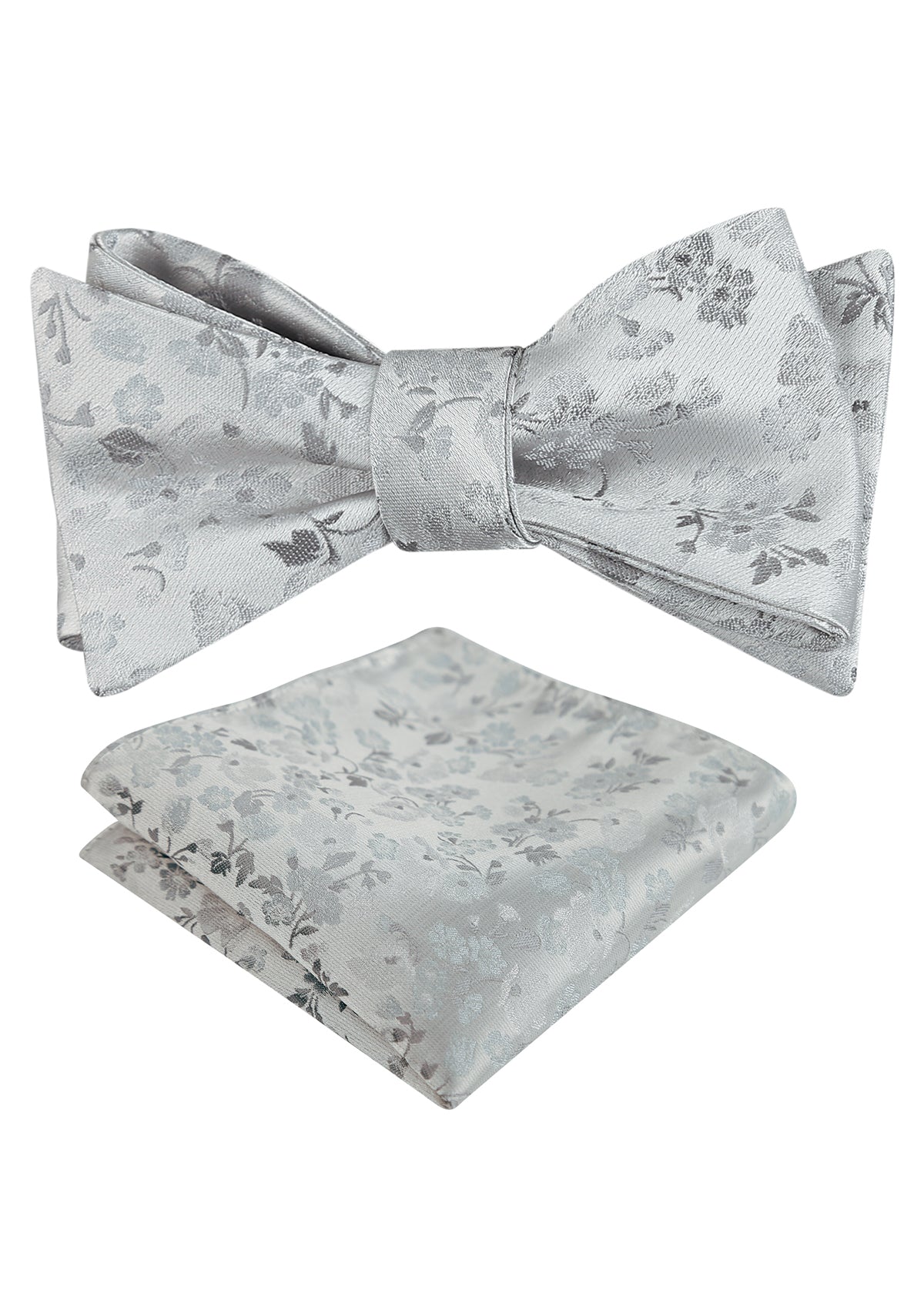 Mens 2pcs Self-tied Elegant Floral Pattern Bow Tie with Pocket Square Set-050