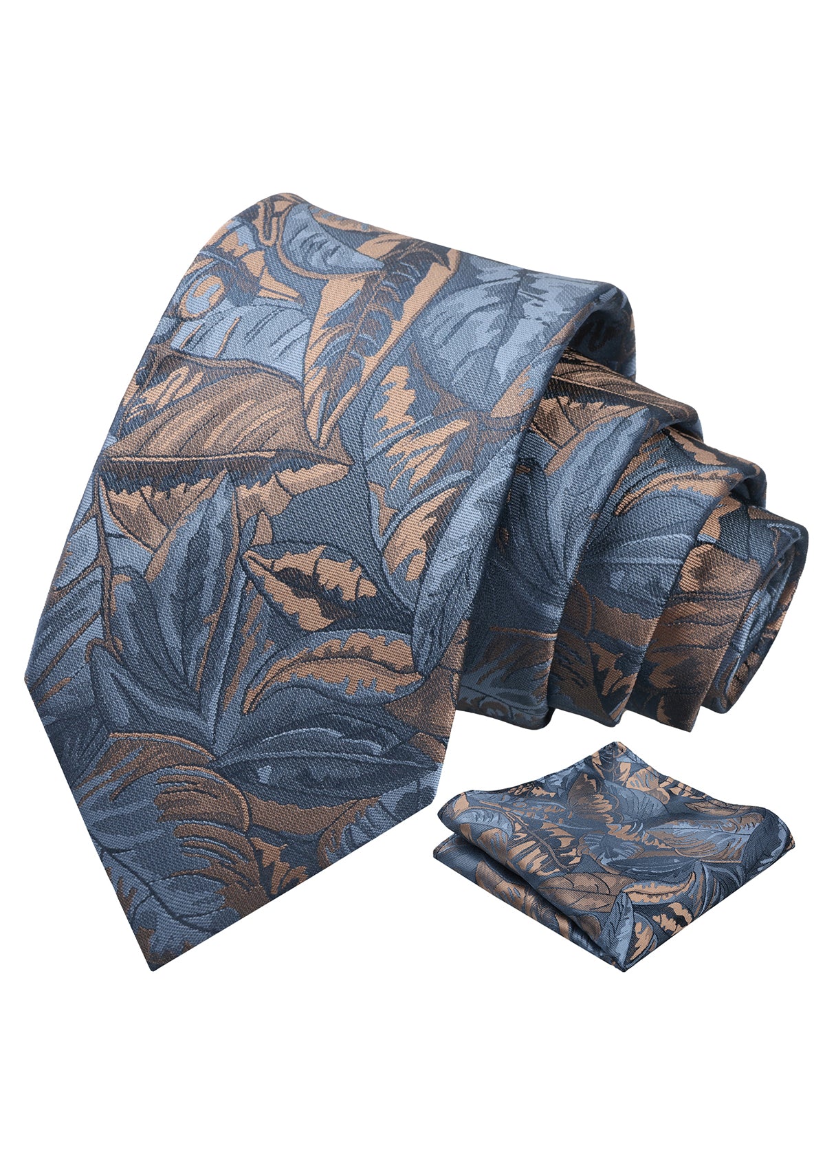 Mens 3.15inch Novelty Painting Tropical Leaf Pattern Tie with Pocket Square-935