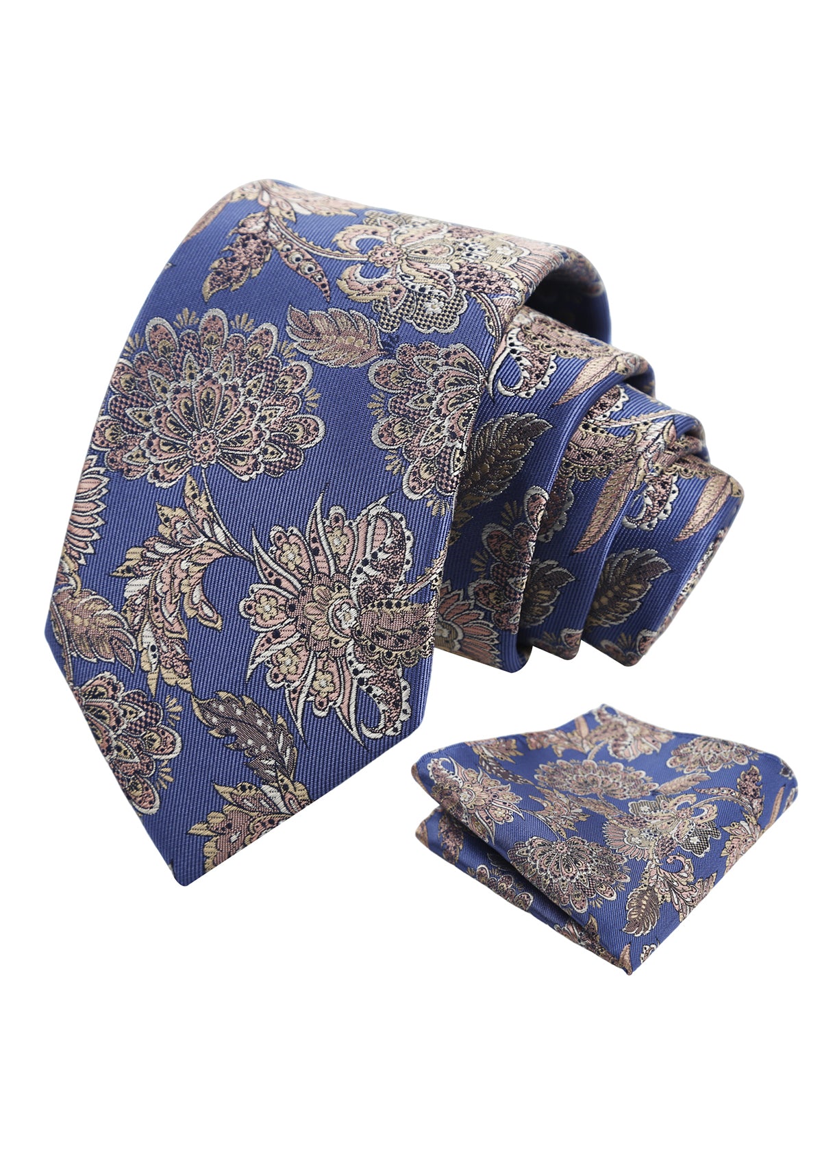 Mens 3.15'' Vintage Luxury Intricate Floral Necktie with Pocket Square for Wedding-955