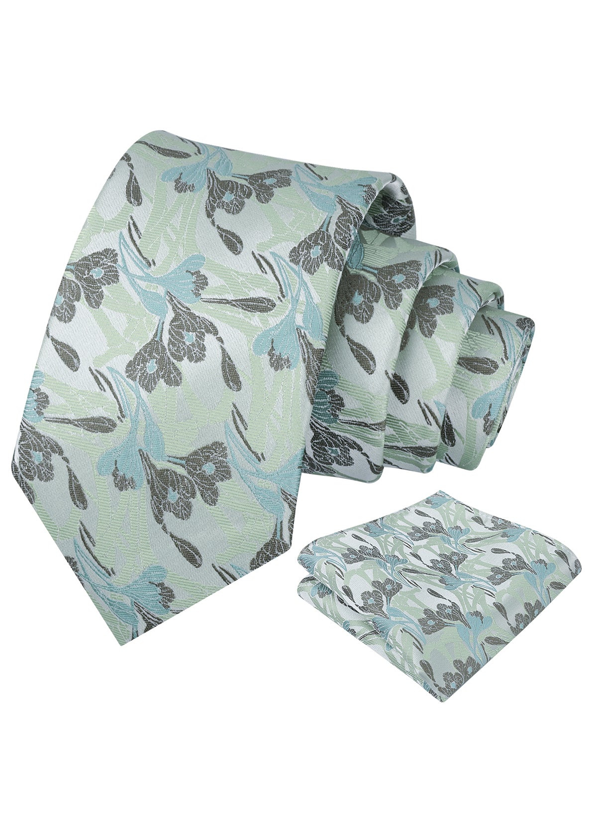 Mens 3.15inch Intricate Iris Floral Pattern Necktie with Casual Pocket Square-944