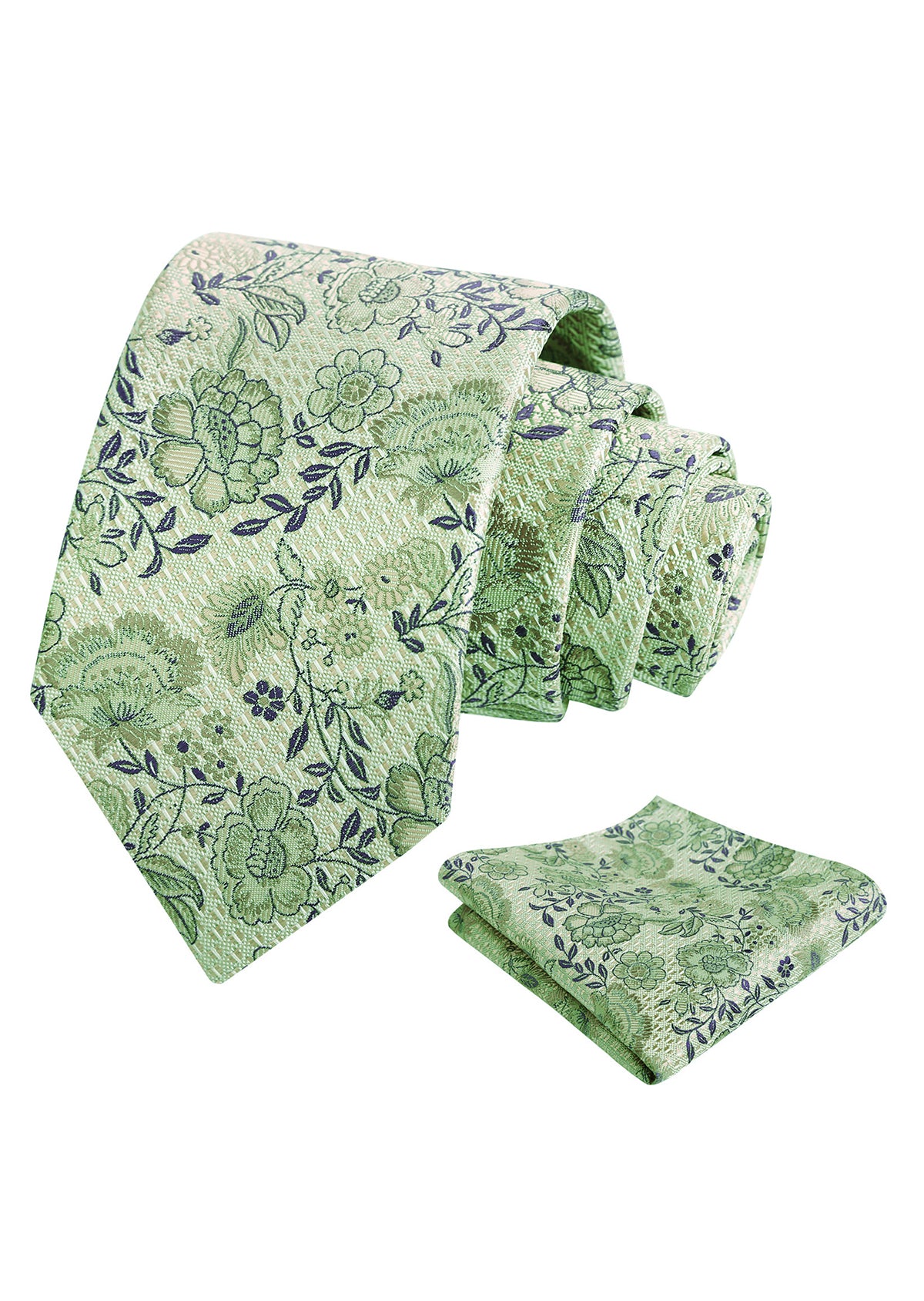 Mens 3.15'' Leaf Flower Pattern Tie with Floral Pocket Square Set-148