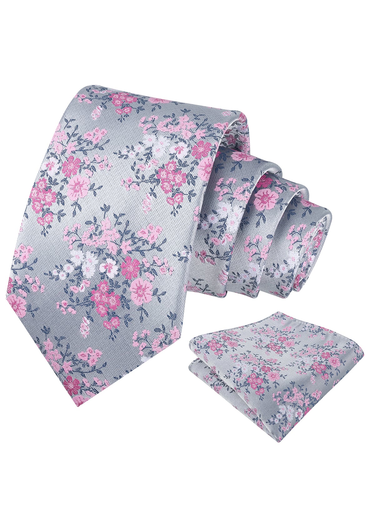 Mens Ditsy Floral Tie Set 3.15 Inch Elegant Small Print with Pocket Square for All-occasion Wear-939