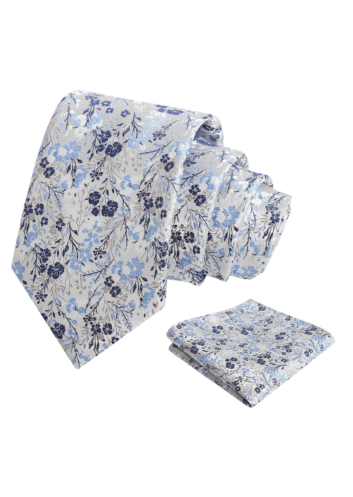 Mens 3.15inch Delicate Colorful Floral Tie with Garden Flower Print Pocket Square-918