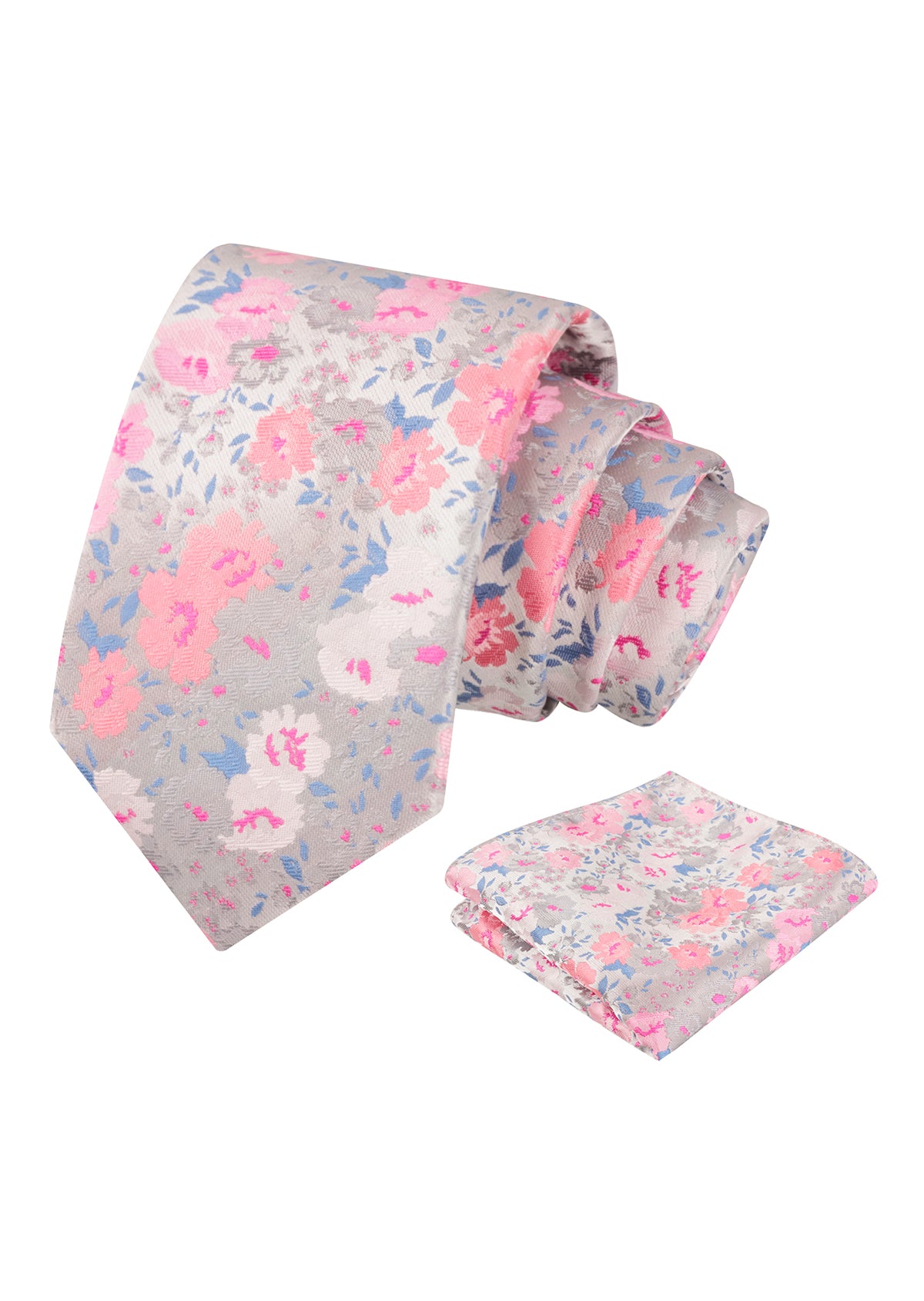 Mens 3.15inch Impressionist Painterly Garden-themed Necktie with Floral Printed Pocket Square-920