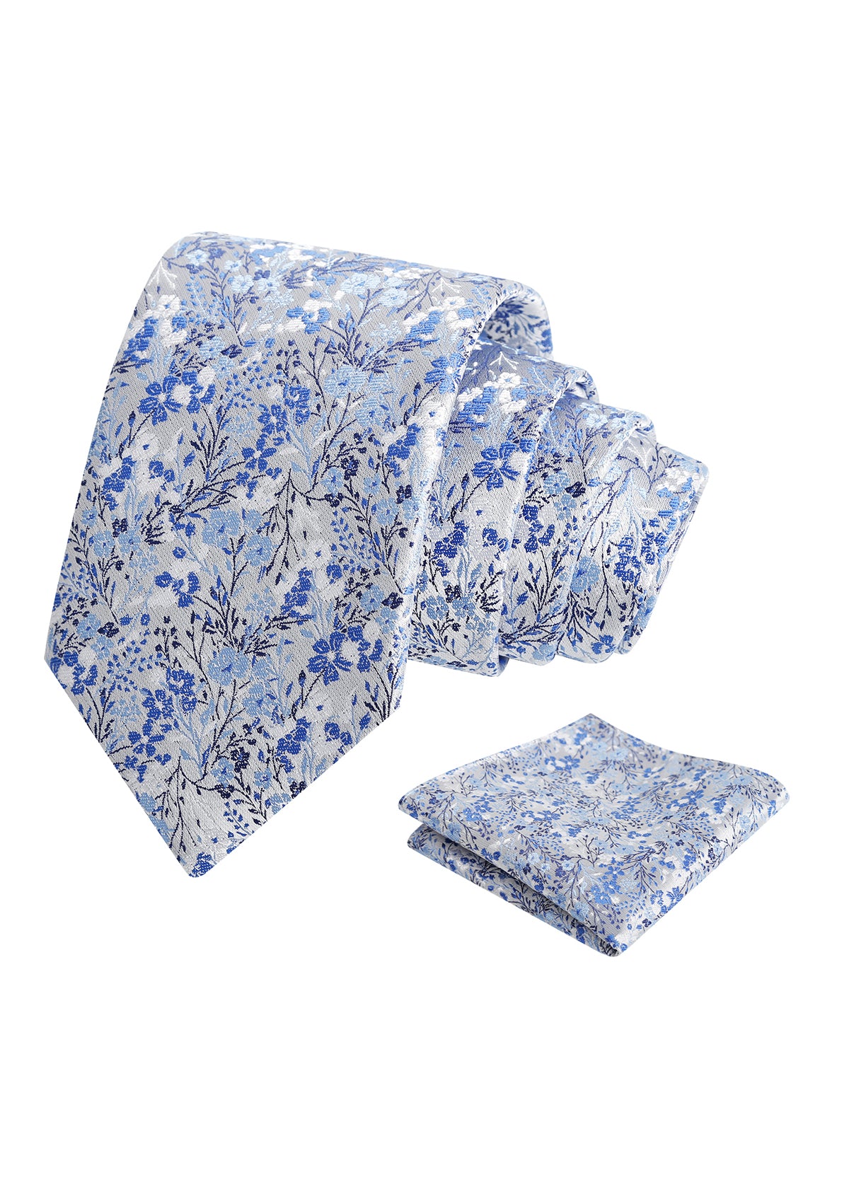 Mens 3.15inch Delicate Colorful Floral Tie with Garden Flower Print Pocket Square-918