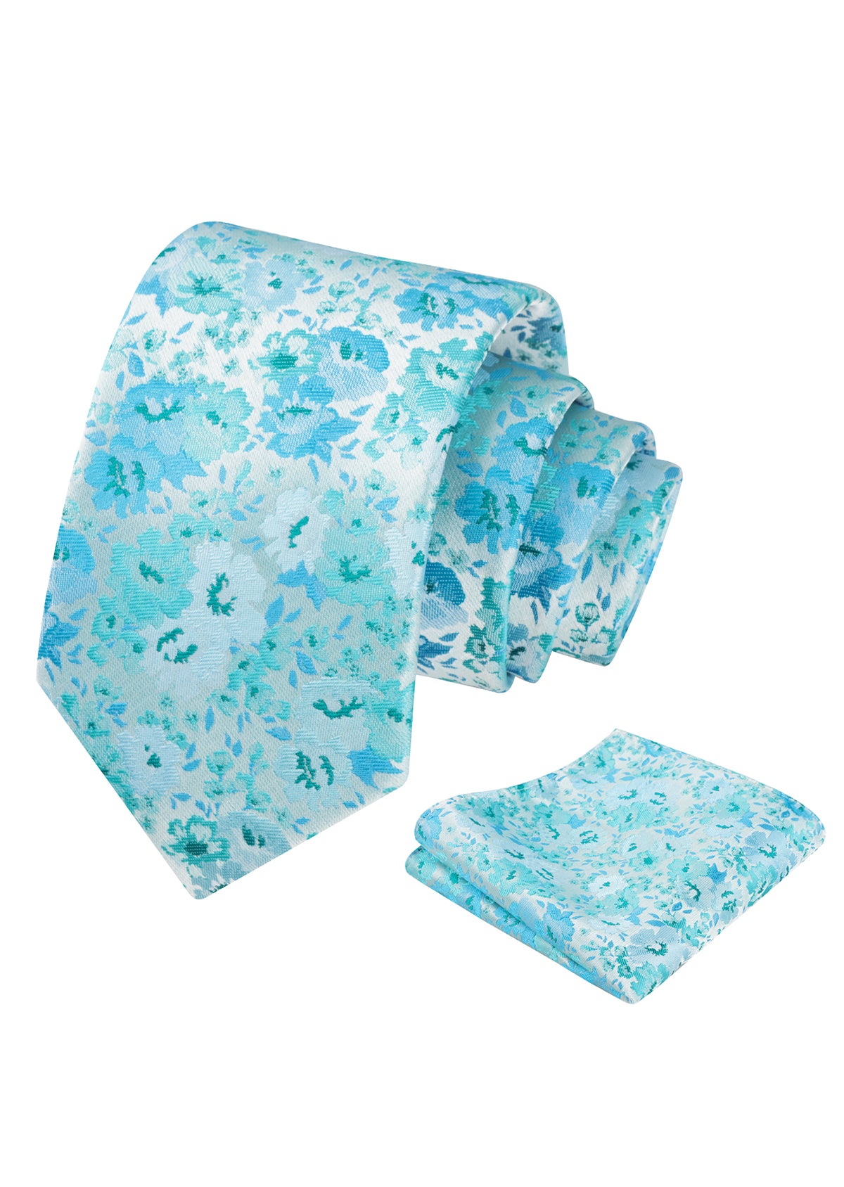 Mens 3.15inch Impressionist Painterly Garden-themed Necktie with Floral Printed Pocket Square-920