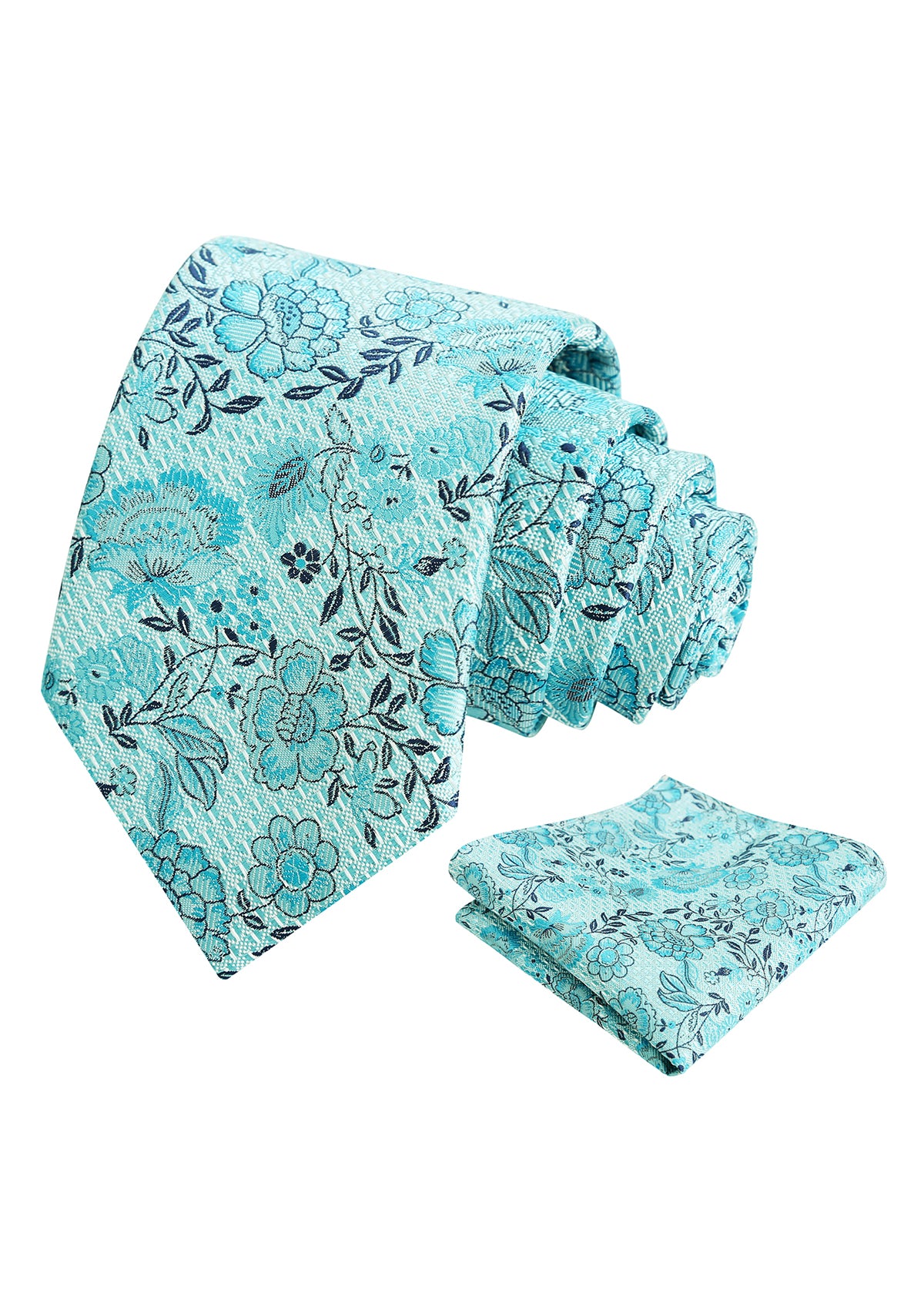 Mens 3.15'' Leaf Flower Pattern Tie with Floral Pocket Square Set-148