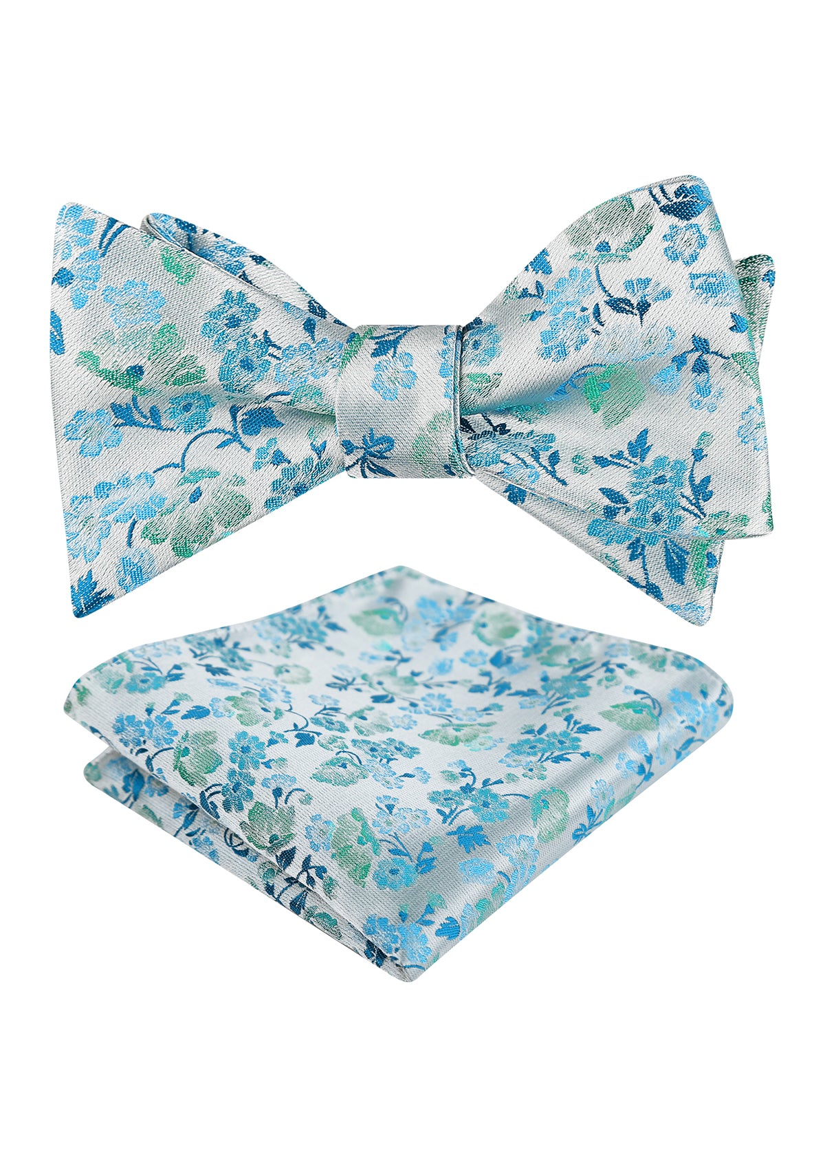 Mens 2pcs Self-tied Elegant Floral Pattern Bow Tie with Pocket Square Set-050