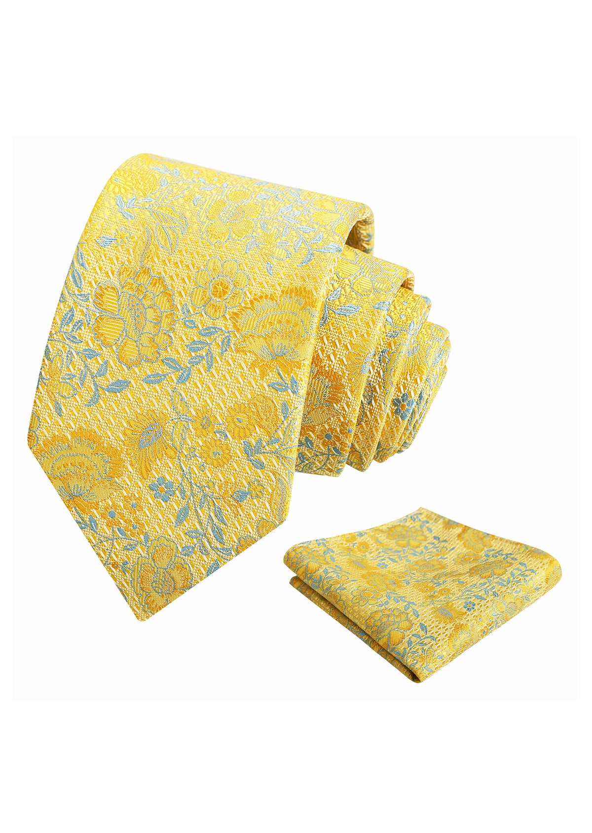 Mens 3.15'' Leaf Flower Pattern Tie with Floral Pocket Square Set-148