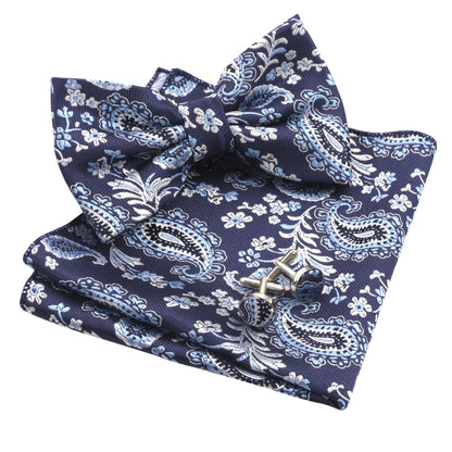 Alizeal Mens Floral Bow Tie, Hanky and Cufflinks Set, 012
