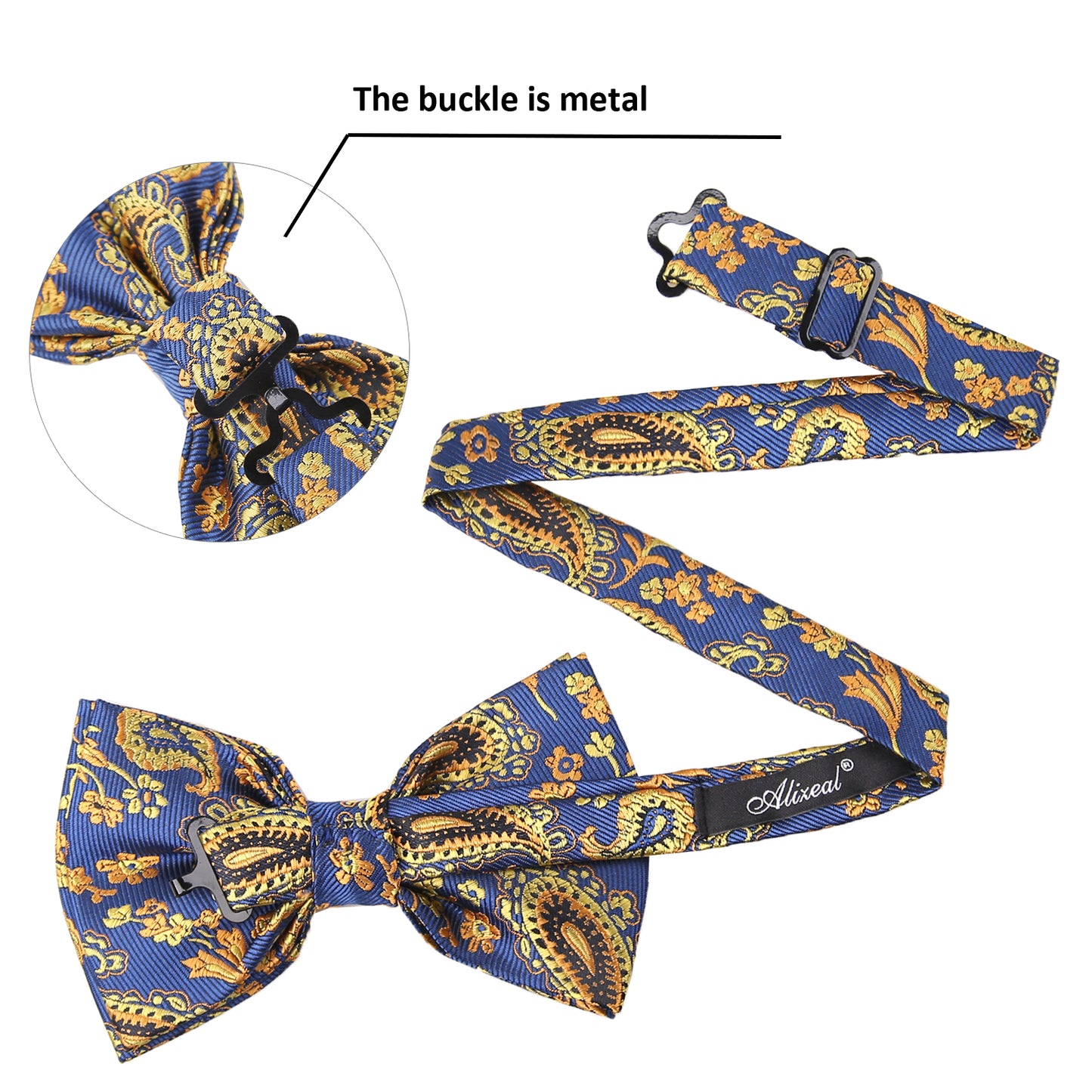 Alizeal Mens Floral Bow Tie, Hanky and Cufflinks Set, 012