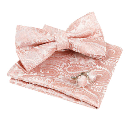 Alizeal Men's Gradient Paisley Bow Tie, Pocket Square, Cufflinks Set, 016