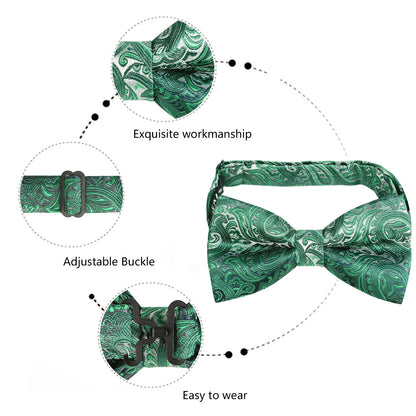 Alizeal Men's Gradient Paisley Bow Tie, Pocket Square, Cufflinks Set, 016