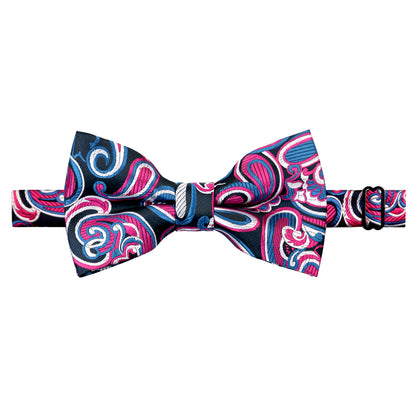 Men's Floral Paisley Pre-tied Bow Tie, Hanky and Cufflinks Set, 018