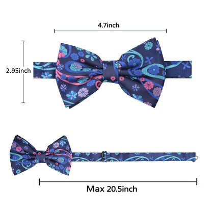 Alizeal Floral Woven Bow Tie, Hanky, Cufflinks Formal Dress Set, 019