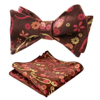 Mens Small Print of Paisley Bow Tie and Pocket Square Set #053