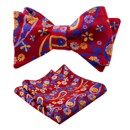 Mens Small Print of Paisley Bow Tie and Pocket Square Set #053