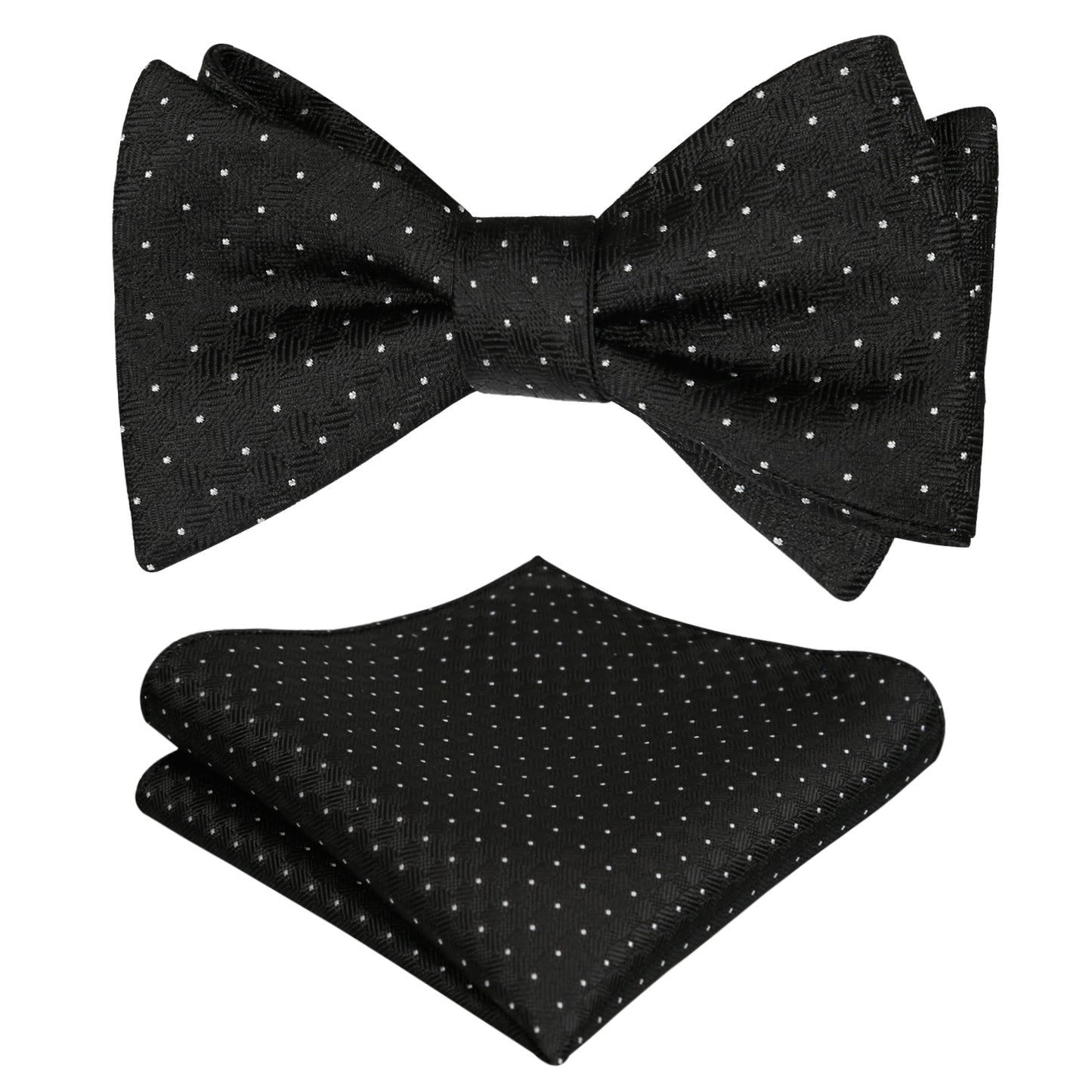 Men's Polka Dots Self-tied Bow Tie and Pocket Square Set #058