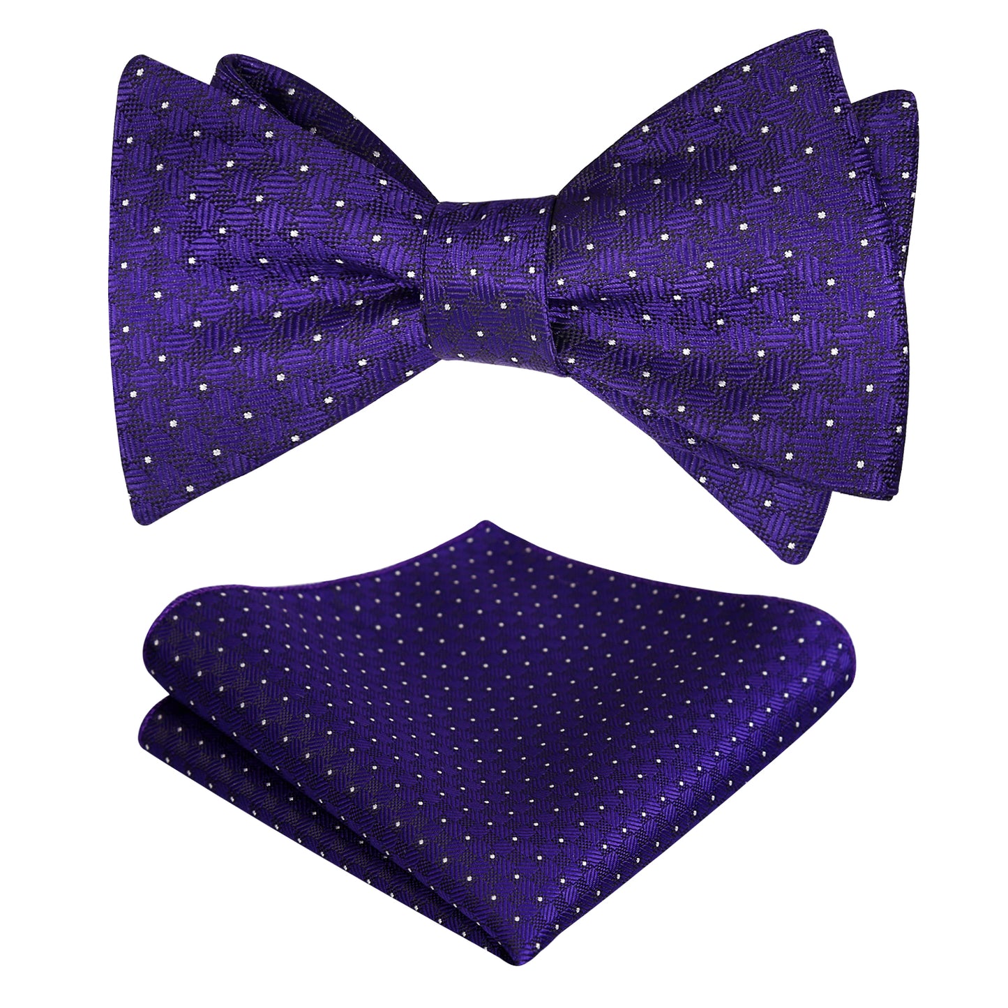 Men's Polka Dots Self-tied Bow Tie and Pocket Square Set #058