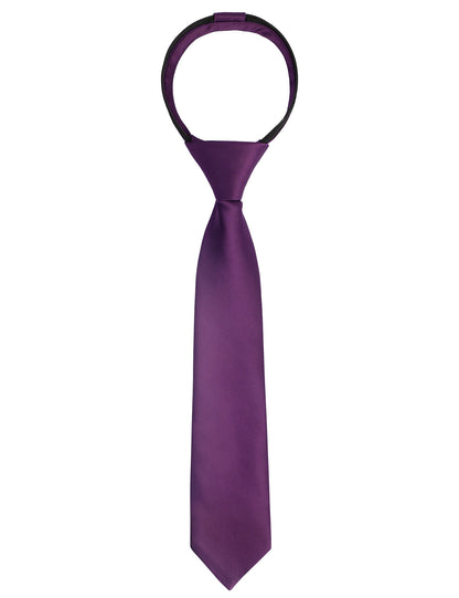 Boy's Solid Color Pre-tied 2.4'' Zipper Skinny Necktie #067