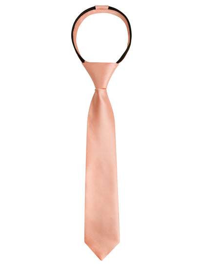 Boy's Solid Color Pre-tied 2.4'' Zipper Skinny Necktie #067
