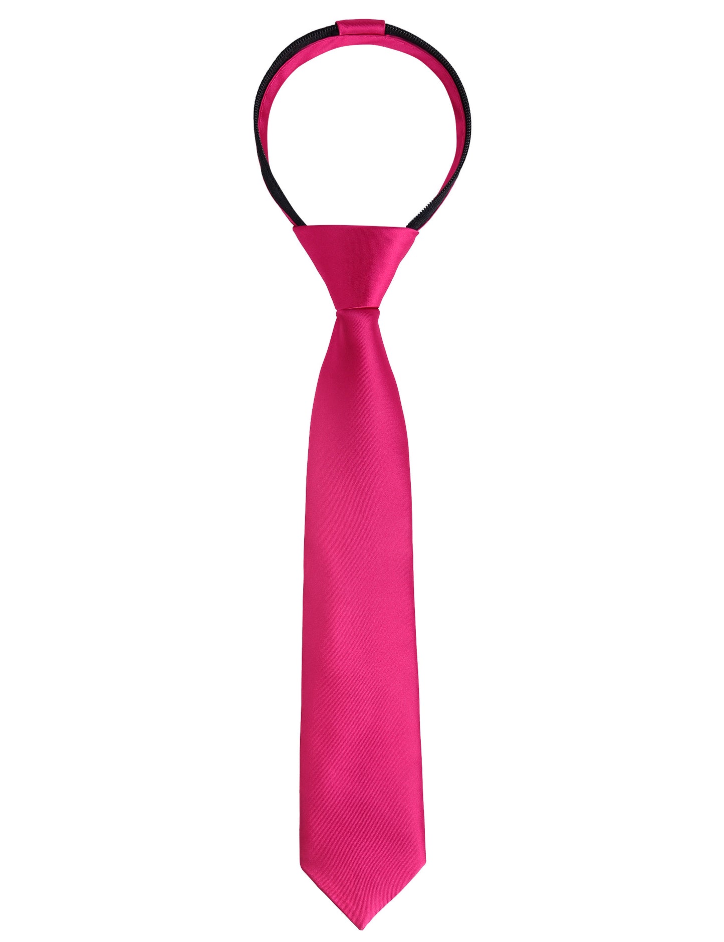 Boy's Solid Color Pre-tied 2.4'' Zipper Skinny Necktie #067